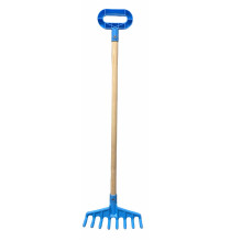 Vigo Kids Toy Plastic Rake with 60cm wooden handle and grip (rake size 20x5cm) Blue