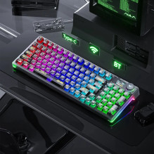 Aula F98 Pro Wireless &amp; Bluetooth 99 Keys 3In1 Hot-Swappable Mechanical Keyboard Black
