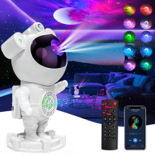 Riff Star Projector Galaxy Night Light - Astronaut Starry LED Lamp with Speaker / Remote Control / Timing / 360°Rotation