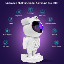Riff Star Projector Galaxy Night Light - Astronaut Starry LED Lamp with Speaker / Remote Control / Timing / 360°Rotation