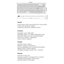 Aula F98 Pro Wireless &amp; Bluetooth 99 Keys 3In1 Hot-Swappable Mechanical Keyboard Black