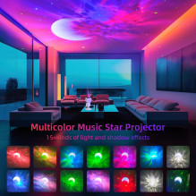 Riff Star Projector Galaxy Night Light - Astronaut Starry LED Lamp with Speaker / Remote Control / Timing / 360°Rotation