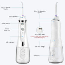 Riff HF2 IPX7 Wireless irrigator 300ml watertank / 5 tips / 5 modes White