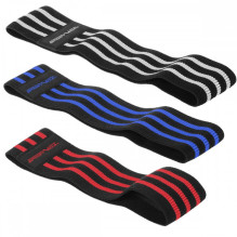 SportVida Fitness &amp; Crossfit High Resistance Band Fabric Rubber set (3pcs) 32-36-40*8cm Multi-Color