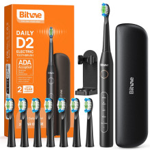 Bitvae D2 Electric toothbrush x8 brushes / travel case / holde / cable Black