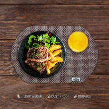 VILSTO Dining Table Place Mats, PVC Table Protector Heat Resistant, Plastic Tablecloth (4 Piece Set) Brown VILSTO Dining Table Place Mats, PVC Table Protector Heat Resistant, Plastic Tablecloth (4 Piece Set) Brown