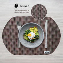 VILSTO Dining Table Place Mats, PVC Table Protector Heat Resistant, Plastic Tablecloth (4 Piece Set) Brown VILSTO Dining Table Place Mats, PVC Table Protector Heat Resistant, Plastic Tablecloth (4 Piece Set) Brown