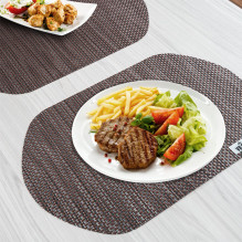 VILSTO Dining Table Place Mats, PVC Table Protector Heat Resistant, Plastic Tablecloth (4 Piece Set) Brown VILSTO Dining Table Place Mats, PVC Table Protector Heat Resistant, Plastic Tablecloth (4 Piece Set) Brown