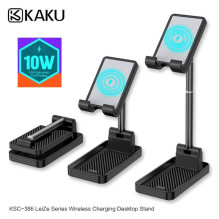 iKaku KSC-386 Desktop Mobile Phone Holder with Qi 10W Charging Function Grey