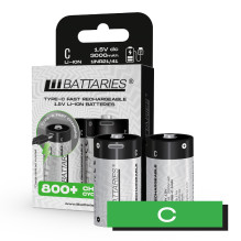 Liibattaries USB-C Rechargeable Powerful batteries Lithium-Ion LR14 C 3000mAh 1.5V (2pcs)