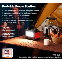 Remax RPP-325 150W nešiojama įkrovos stotelė 36000mAh AC 220C maitinimo lizdas + PD GaN 60W + 3x USB 63W juoda Remax RPP-325 150W nešiojama įkrovos stotelė 36000mAh AC 220C maitinimo lizdas + PD GaN 60W + 3x USB 63W juoda