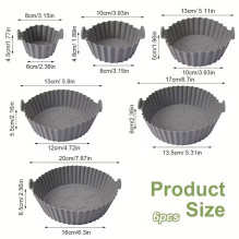 Riff Reusable Non-Stick Silicone molds for Air Fryers / Ovens with Scalloped Borders (6psc)