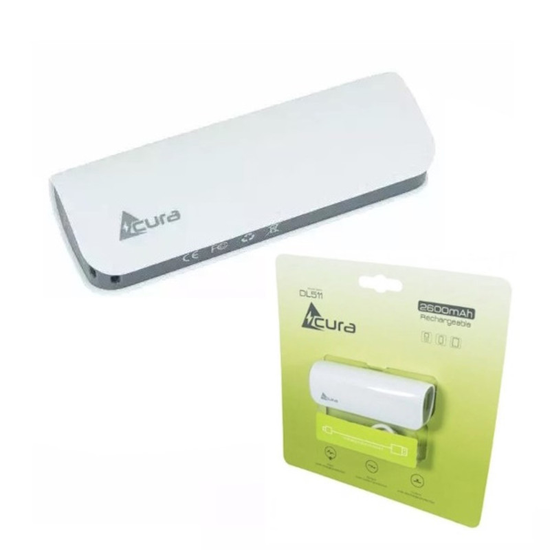 Acura DL511 Charger-battery (Power bank) 5V 1A + Micro USB Cable 2600 mAh White