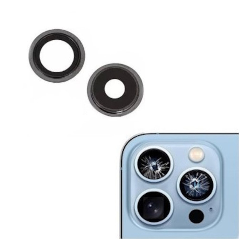 Rear Camera Glass Assembly with Frame for iPhone 13 Pro, 13 Pro Max Set 2 pcs Graphite ORG