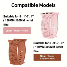Riff Laser carved Silicone strap" Butterfly" for Apple iWach series 42 / 44 / 45 / 49 mm Pink