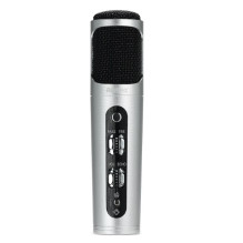 Remax K02 Microfone for Karaoke &amp; AUX Mobile Devices Equalizer Android / iOS Rechargeable Silver