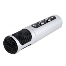 Remax K02 Microfone for Karaoke &amp; AUX Mobile Devices Equalizer Android / iOS Rechargeable Silver