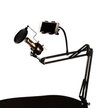 Remax K02 Microfone for Karaoke &amp; AUX Mobile Devices Equalizer Android / iOS Rechargeable Silver