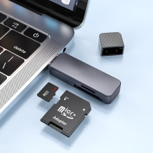 Hoco HB45 2in1 Memory card reader USB-C / USB-A USB2.0 Grey