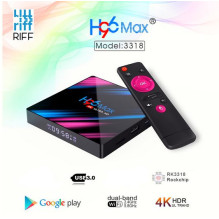 Riff H96 MAX RockChip RK3318 Quad-Core 64bit Cortex-A53 Konsole 4K Ultra HD Android TV Box with Remote Controller Androi