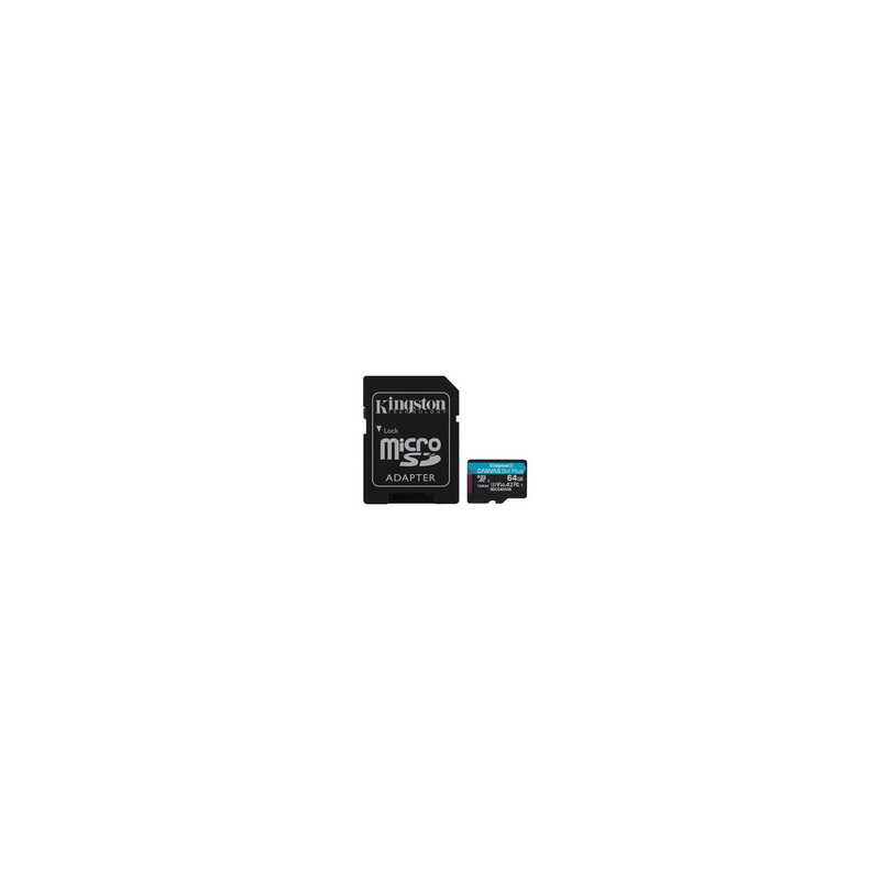 Kingston Technology 64GB microSDXC Canvas Go Plus Gen4 200MB / s A2 U3 V30 Card + Adapter