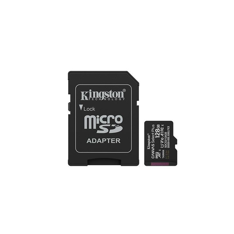 Kingston Technology 128GB microSDXC Canvas Select Plus Gen3 150MB / s A1 Card + Adapter