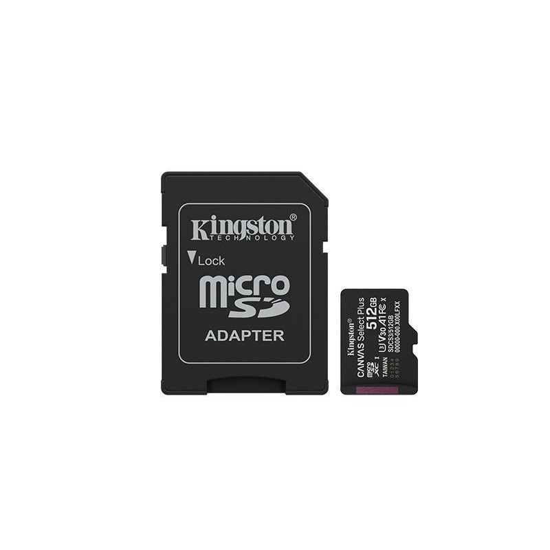 Kingston Technology 512GB microSDXC Canvas Select Plus Gen3 150MB / s A1 Card + Adapter