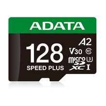 ADATA MicroSDXC karta 128GB Speed Plus U3 C10 A2 V30 (R:180 / W:160 MB / s) + SD adapter