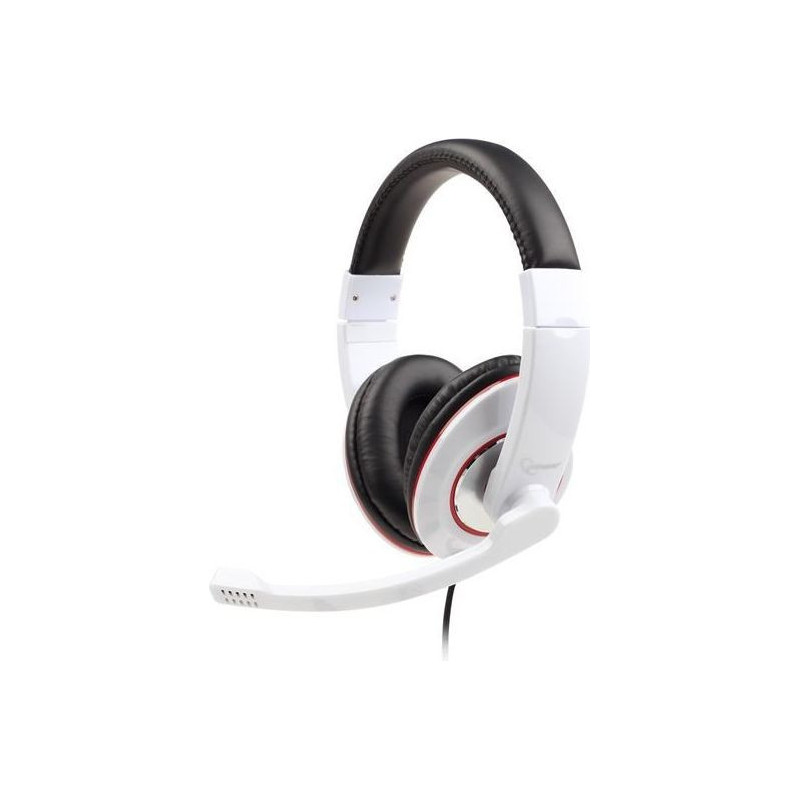 Gembird MHS-03-WTRDBK headphones / headset Wired Head-band Gaming Black Red White 8716309113663
