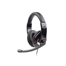 Gembird microphone &amp; stereo headphones with volume control glossy black