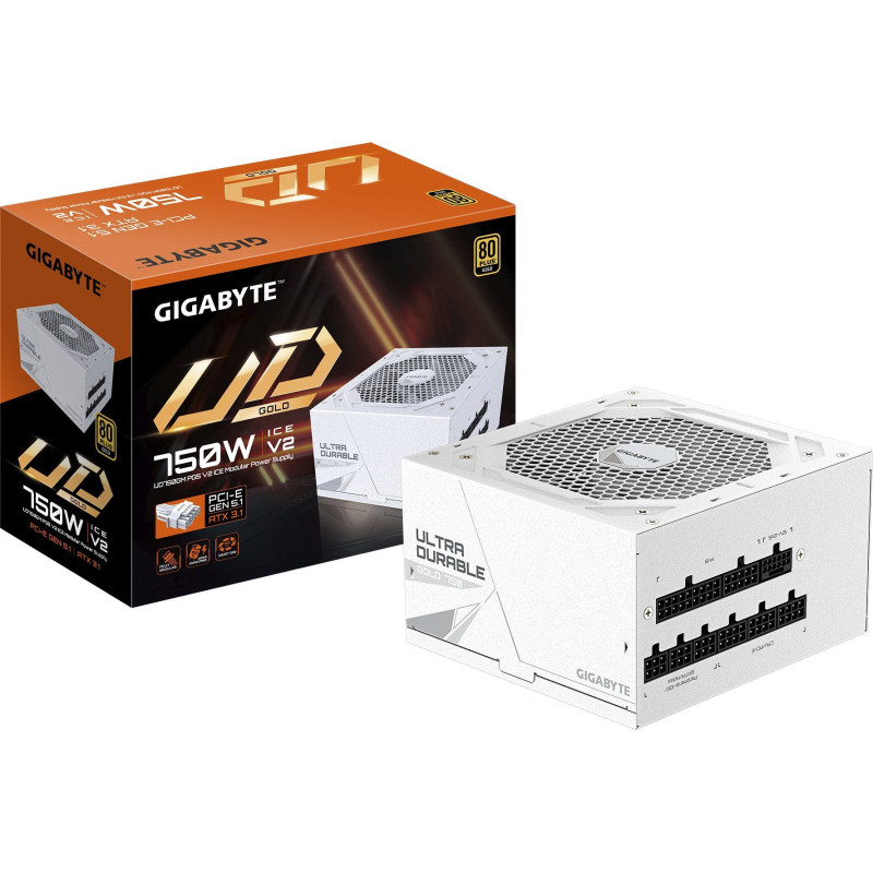 GIGABYTE UD750GM PG5 V2 ICE Power Supply Unit- PCIe Gen 5.1 80 PLUS Gold Fully Modular Design 120mm Fan ATX 3.1 compatib