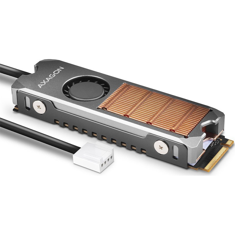 AXAGON CLR-M2FAN active fan - M.2 SSD 80mm SSD copper body silicone thermal pads height 13mm