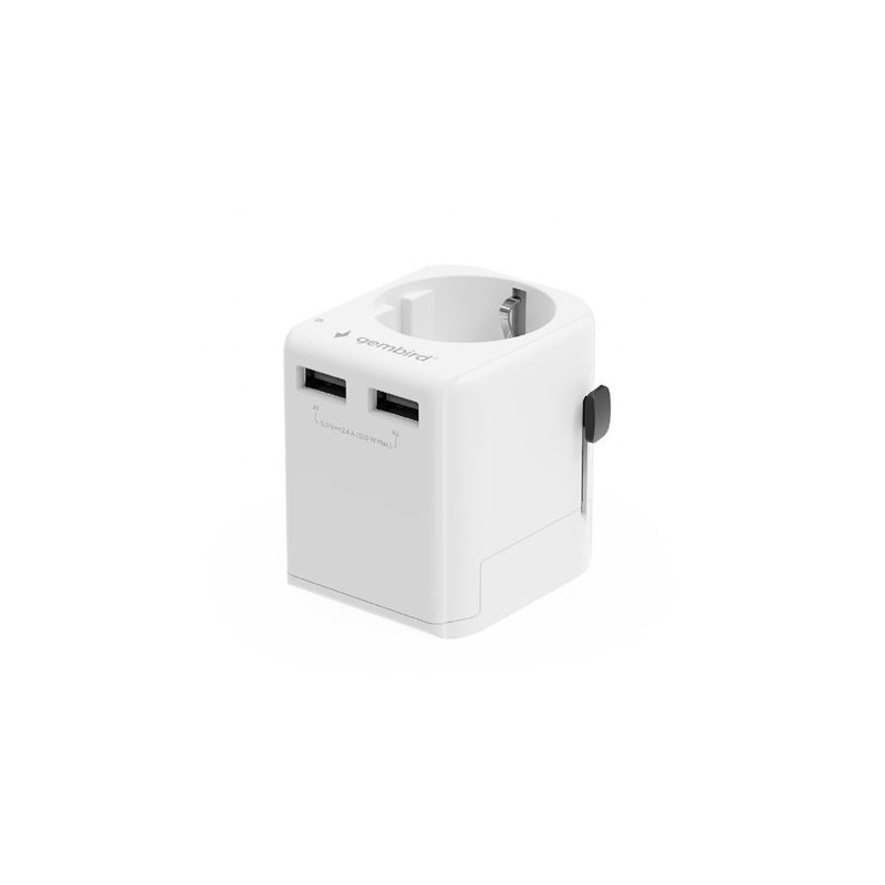 Gembird EU to Universal travel power adapter 12W TPA-EU2A12-01-W 5 V