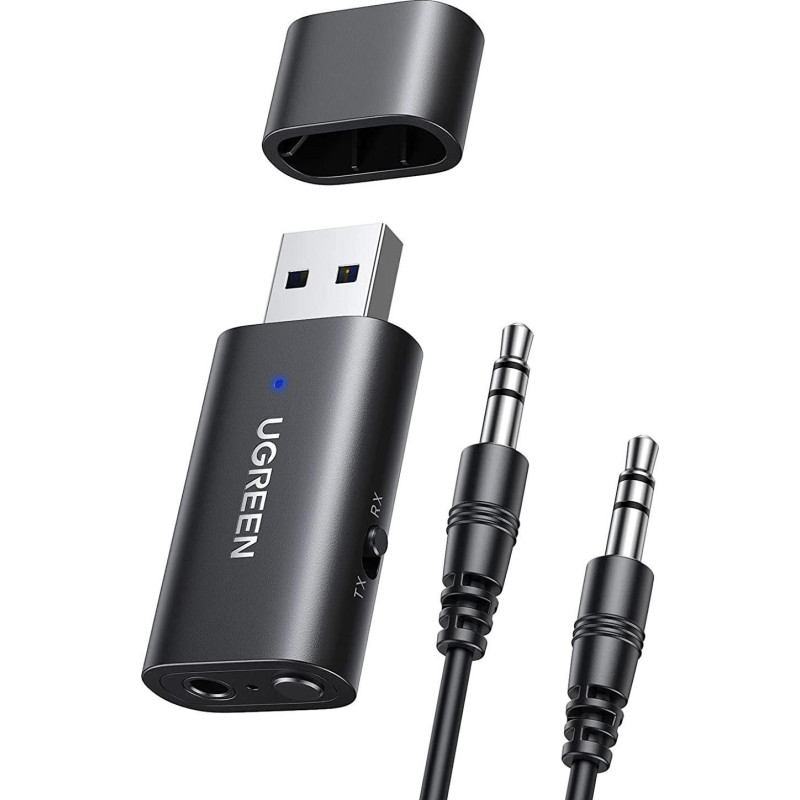 Ugreen transmitter transmitter / receiver Bluetooth 5.0 wireless audio adapter 3.5 mm mini jack black (CM523 60300)