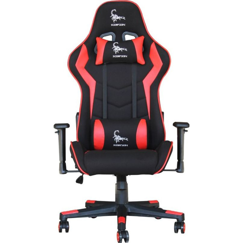 Gembird GC-SCORPION-02X Gaming chair "SCORPION" black and red fabric armchair with red eco-leather accents