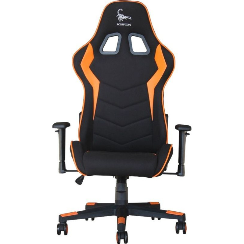 Gembird GC-SCORPION-04X Gaming chair "SCORPION" black and orange fabric armchair with orange eco-leather accen