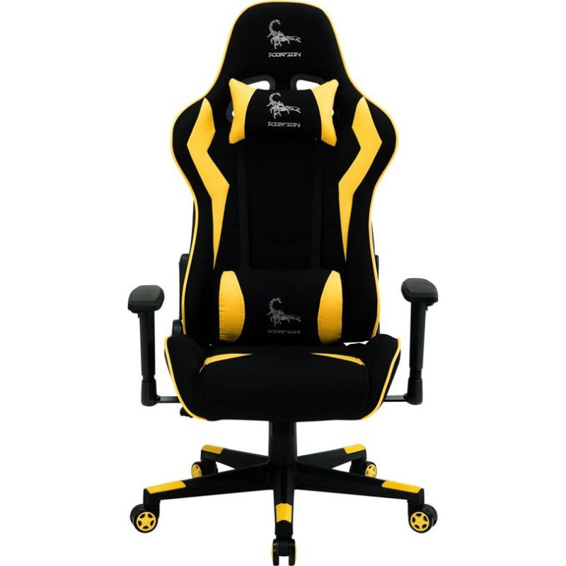 Gembird GC-SCORPION-05X Gaming chair "SCORPION" black and yellow fabric armchair with yellow eco-leather accen