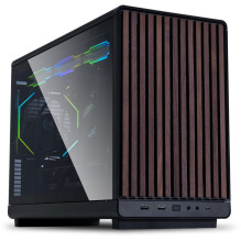 Lian Li DAN Cases A3-mATX Wood Edition PC-Case Tempered Glass Micro-ATX - Walnuss black