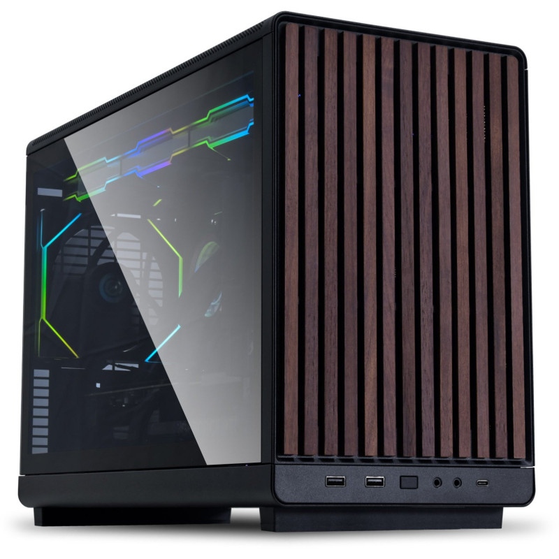 Lian Li DAN Cases A3-mATX Wood Edition PC-Case Tempered Glass Micro-ATX - Walnuss black
