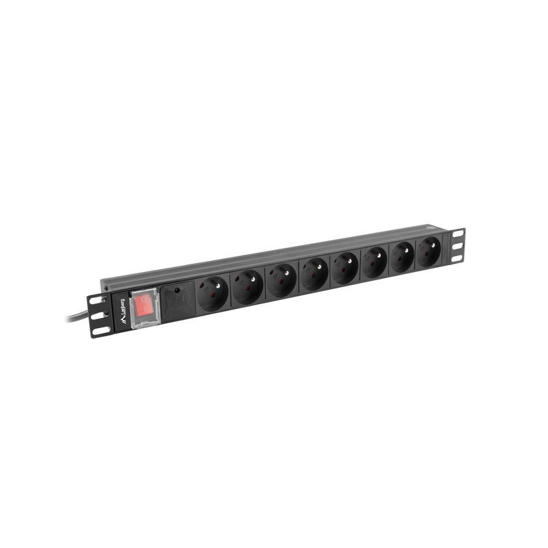 Lanberg PDU-08E-0200-BK power distribution unit (PDU) 8 AC outlet(s) 1U Black
