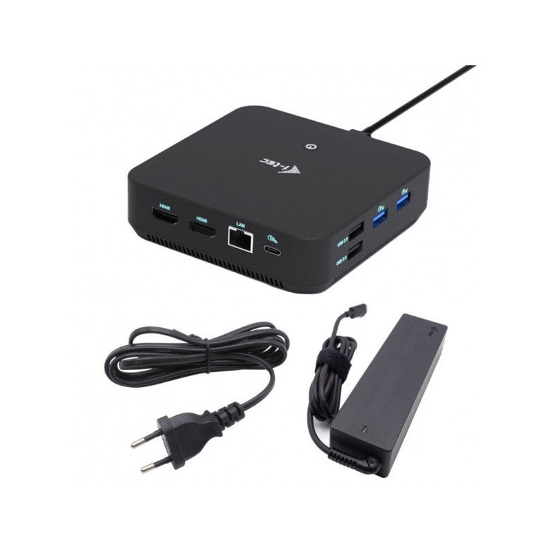 USB-C DP Dual HDMI Docking Station with Power Delivery 100 W + i-tec Universal Charger 100W