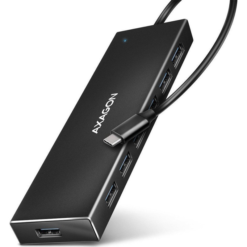 AXAGON HUE-F7A 7x USB 3.2 Gen 1 Aluminium Flat Hub 30 cm USB-C-Kabel