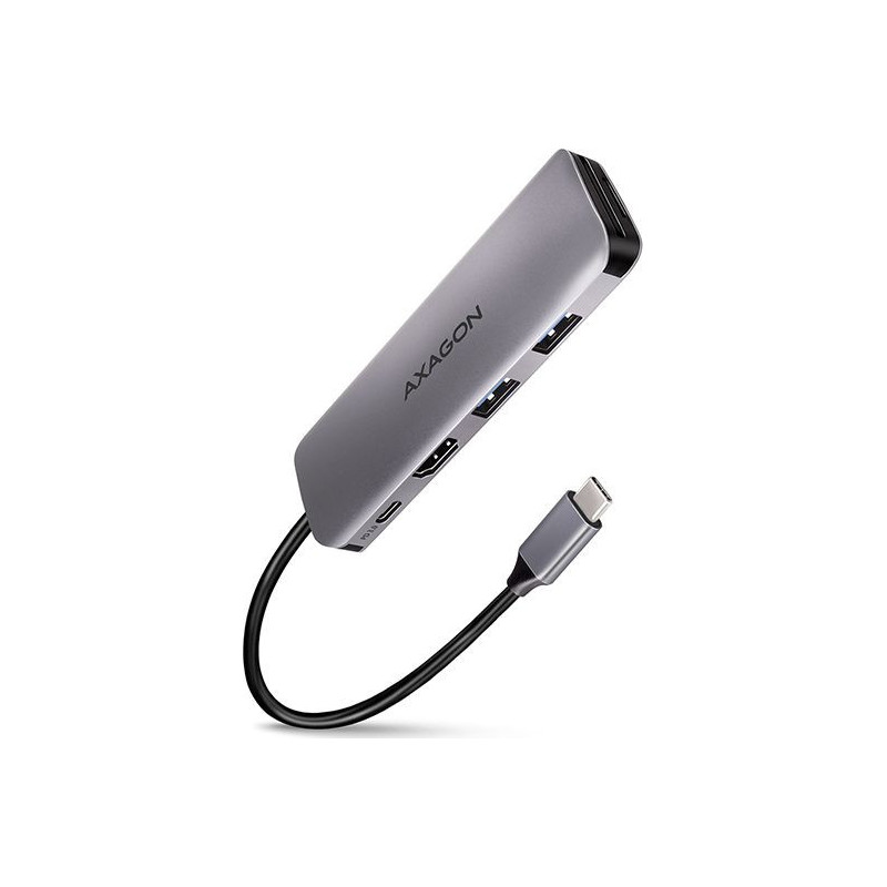 AXAGON HMC-5 USB-C-Hub 2x USB-A HDMI 2x USB-C 3.2 Gen 1 1x SD 1x microSD silber