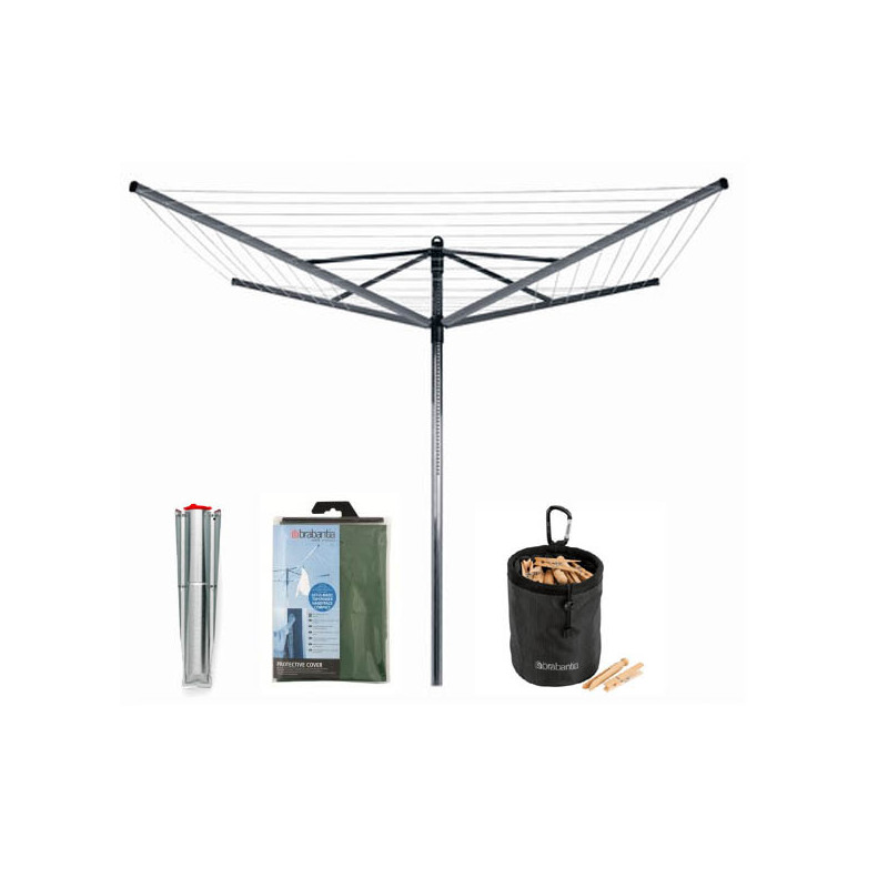 BRABANTIA rotējošs veļas žāvētājs LOM 50m Metallic Grey+ dāvanas 311321