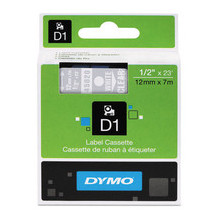 DYMO D1-Schriftband 12mmx7m White auf transparent