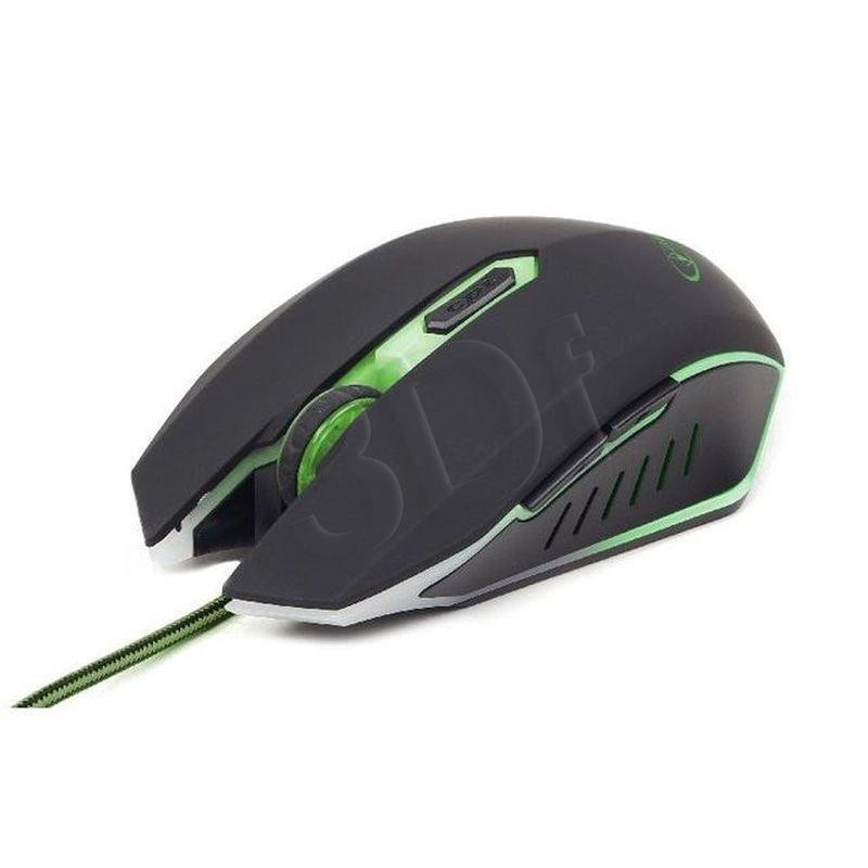 Gembird gaming optical mouse 2400 DPI 6-button USB black with green backlight