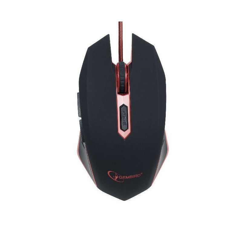 Gembird gaming optical mouse 2400 DPI 6-button USB black with red backlight