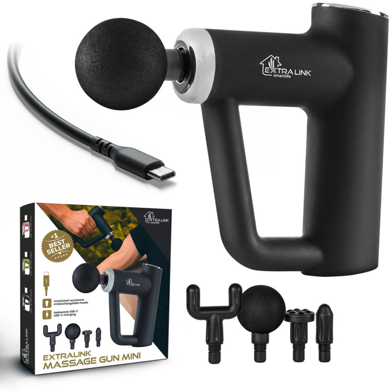 Extralink Massage Gun Mini Black Massage gun 4 tips