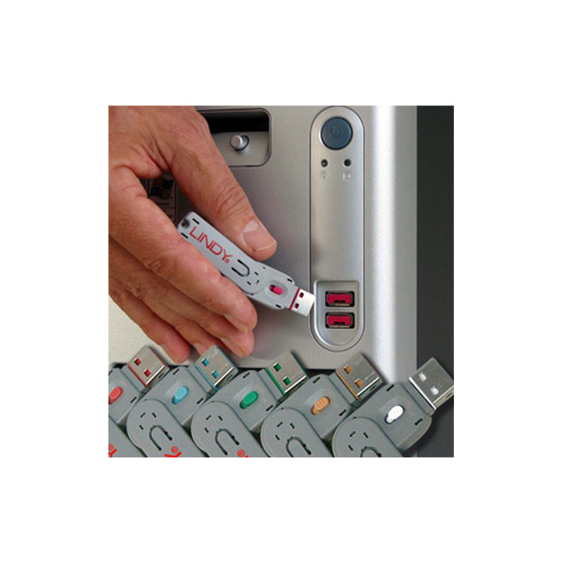 USB Portschlosser 4xWEISS+key 4 Schlosser with 1 Schlussel