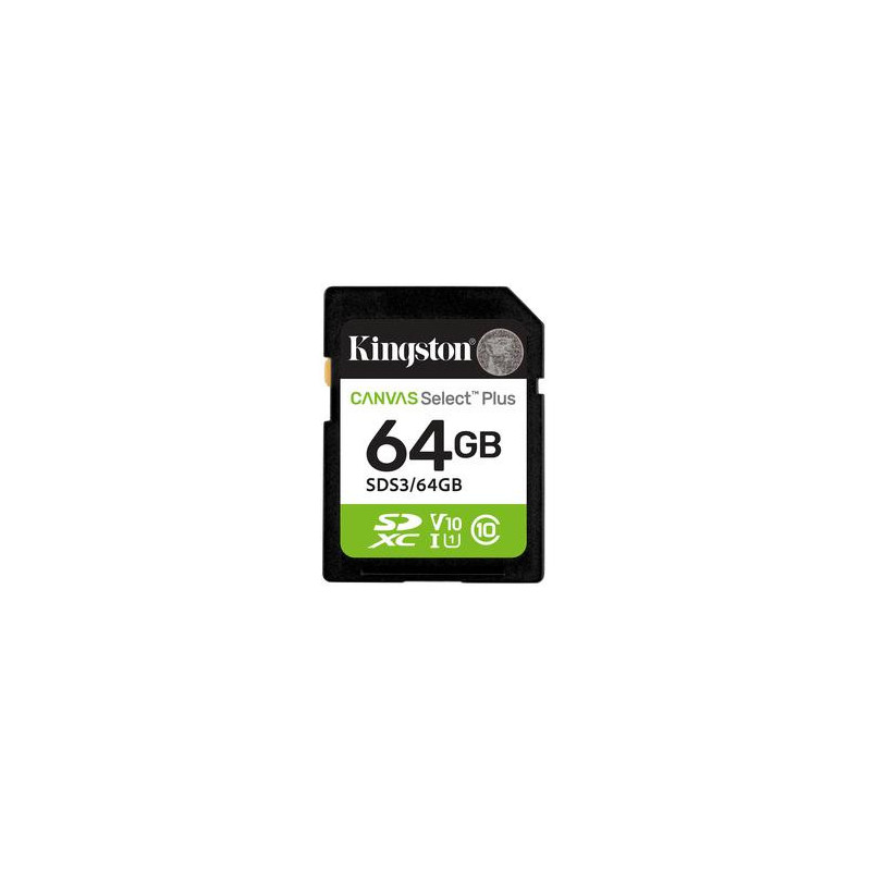 Kingston Technology 64GB SDXC Canvas Select Plus Gen3 100MB / s C10 UHS-I U1 V10